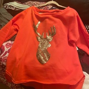Orange Long sleeve reindeer sweat shirt